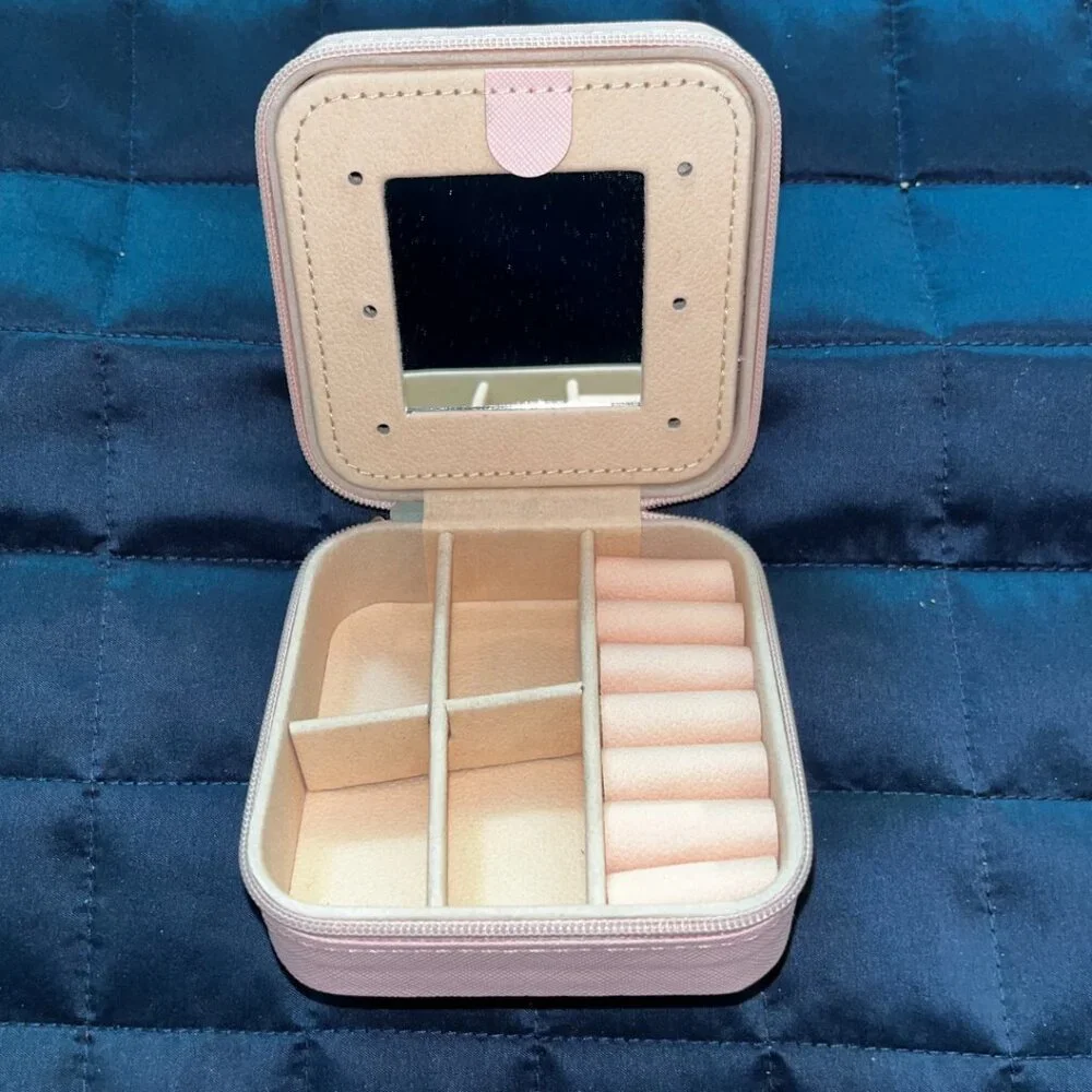 Travel Jewelry Organizer Box | Small Monogrammed Jewelry Case with “R”